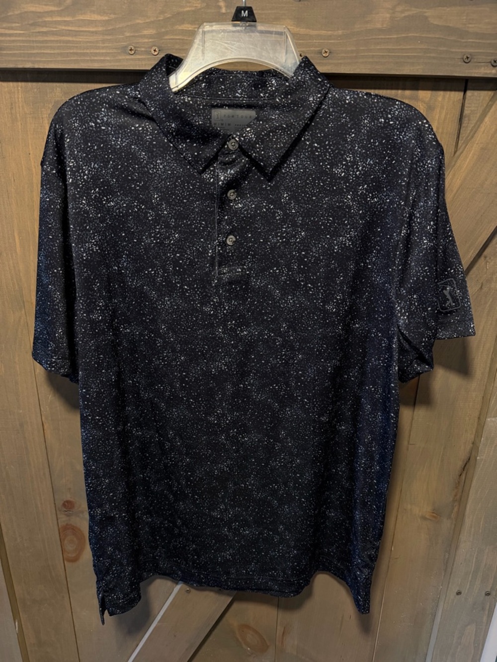 PGA TOUR Men's Black Speckle Polo Shirt